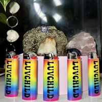 a group of lighters with the word luvchild on them